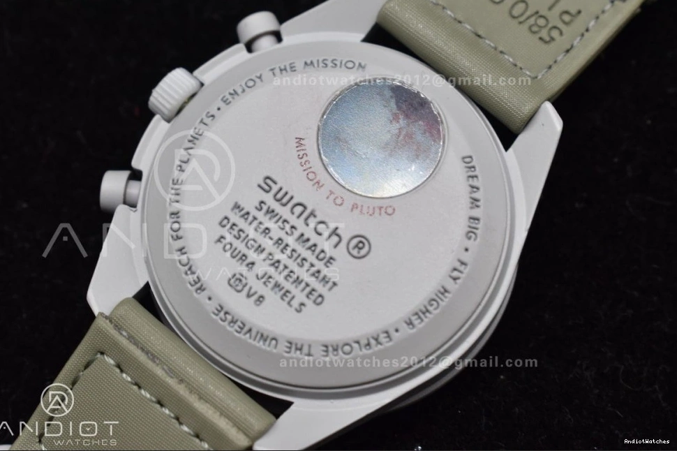 to Strap Omega Moonwatch Mission Pluto GoodFit Swatch Quartz Bioceramic 1182 on Nylon x 0316